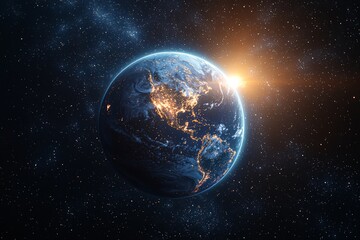 Fototapeta premium earth view outside galaxy