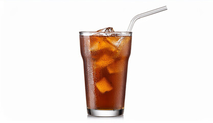 Vaso de refresco con cubitos de hielo