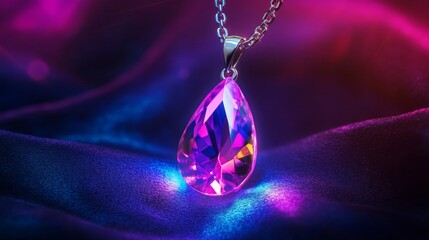 Dazzling Pink Gemstone Pendant on Silk