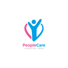 Creative People Care Concept Logo Design Template