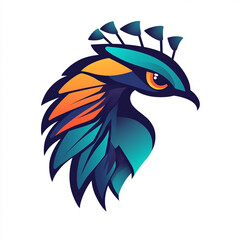 Geometric Peacock illustration sports team logo