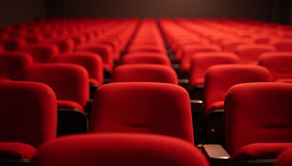 Fototapeta premium Rows of Red Seats in a Theater