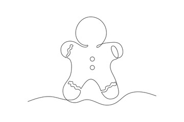 Gingerbread man outline with decorative elements on a simple background