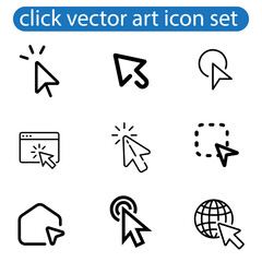 Vector art Click icon set. pointer arrow icon. cursor icon vector illustration on white background.
