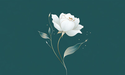 Fototapeta premium white flower on a green background-generative ai