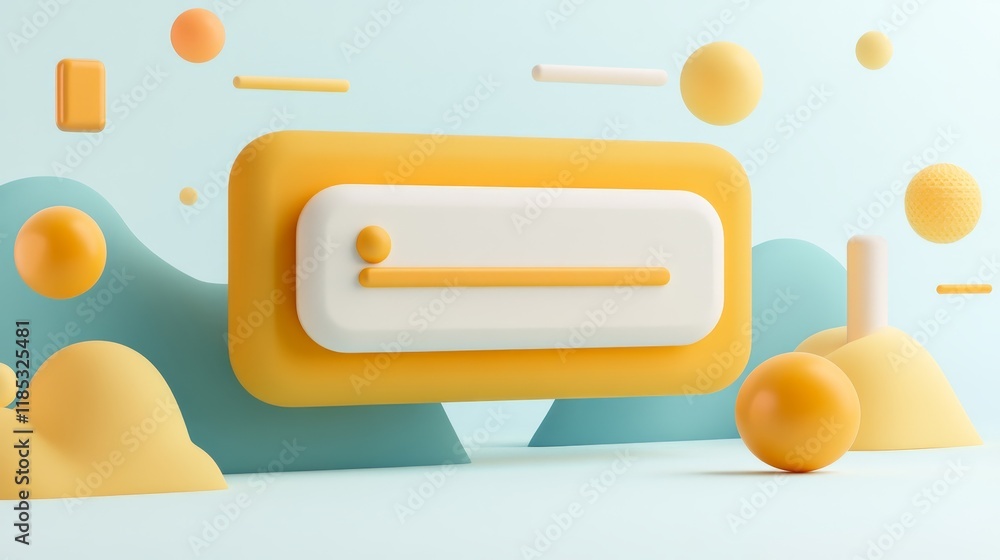 Poster a colorful, abstract design featuring geometric shapes and a central slider element.