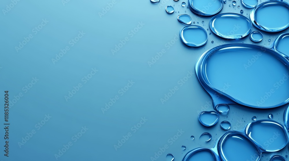 Aufkleber a close-up of blue water droplets on a smooth surface, creating a calming visual effect.