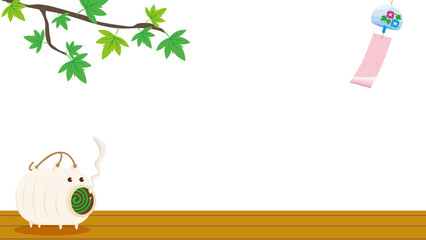 日本の夏の風景のイラスト　風鈴と蚊取線香