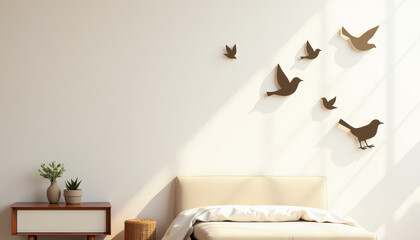 Wall Decor with Flying Bird Silhouettes