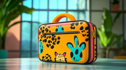 A colorful, playful lunchbox featuring animal designs, ideal for kids' meals.