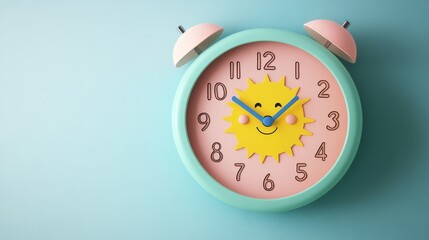 A cheerful alarm clock with a sun design, perfect for children's rooms.