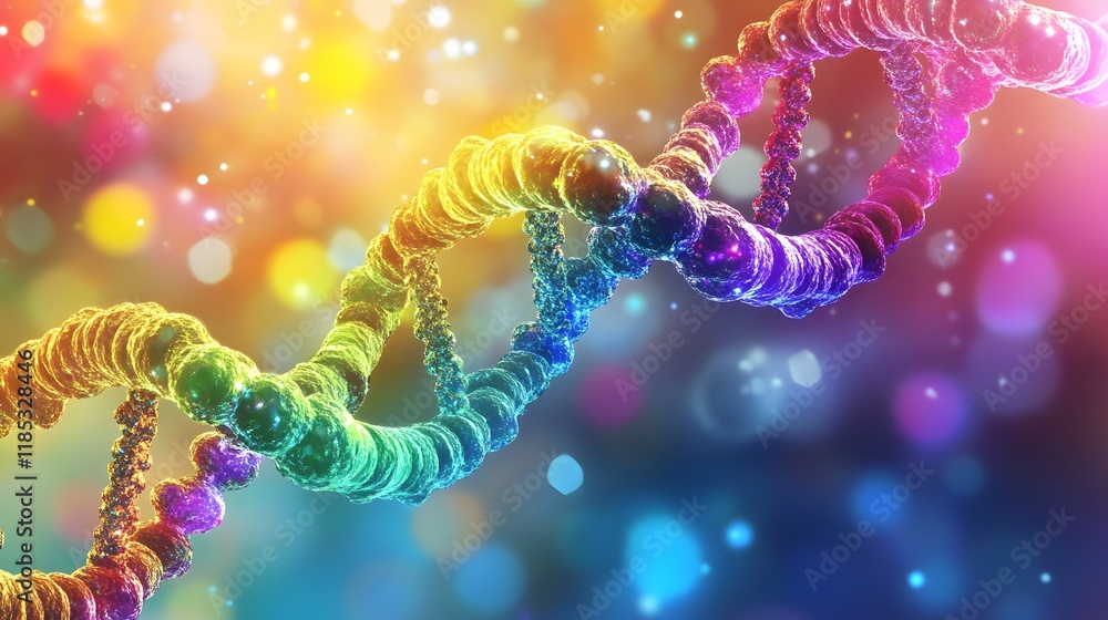 Poster rainbow colored dna helix structure abstract image