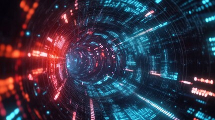 Digital Vortex: A Journey Through Neon Cyberspace Tunnel