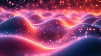 Obraz premium Abstract Glowing Particle Landscape: A Vivid Symphony of Colors