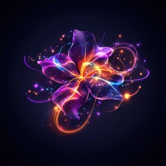 Luminous abstract floral design with glowing colors and swirling effects