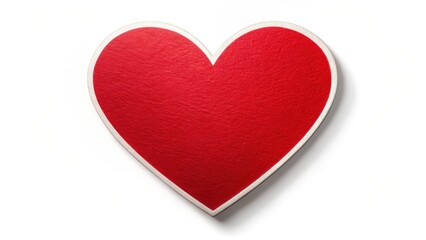 Fototapeta premium A red heart shape sticker isolated on a white background, with subtle texture and gradient effect