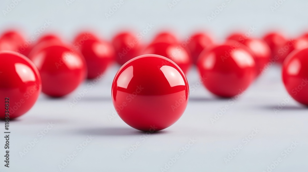 Poster vibrant red balls arranged in a pattern on a soft background, emphasizing contrast and boldness in a