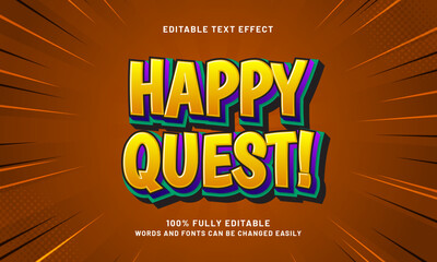 happy quest editable text effects with a game and happy theme