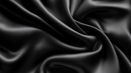 Fototapeta premium Elegant Draped Black Silk Fabric Texture