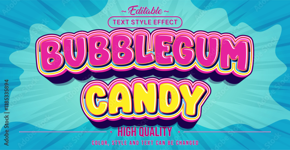 Poster Editable text style effect - Bubblegum Candy text style theme.