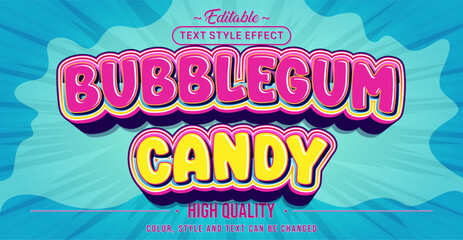 Editable text style effect - Bubblegum Candy text style theme.