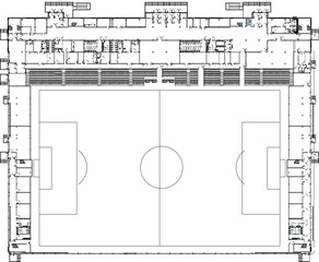 sketch illustrator site plan layout sports stadium football field.eps