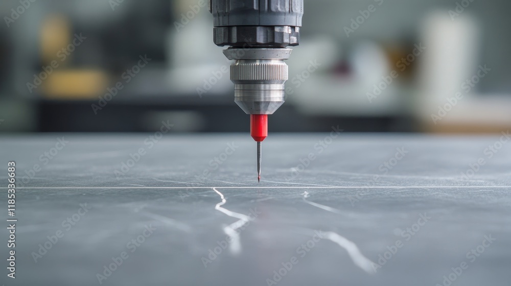 Aufkleber precision tool marking a smooth surface in a modern workshop environment capturing the art of crafts