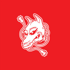 kitsune mask illustration, Japanese traditional mask, kitsune, kabuki, bunny, fox, logo icon vector