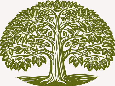 Seamless pattern of bo tree branches and leaves in a floral design for spring and summer decoration