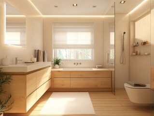 Modern Minimalist Light Wood Bathroom Design