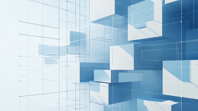 117.A professional annual report layout with alternating blue and white sections, highlighted by subtle geometric accents and a modern grid system for clear information hierarchy.