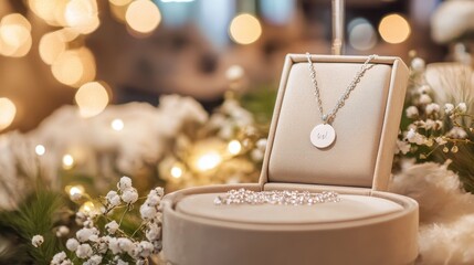 Elegant Engraved Pendant Necklace in Jewelry Box