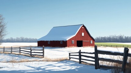 red barn in winter
