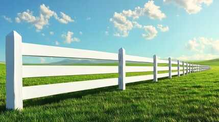 white fence and blue sky