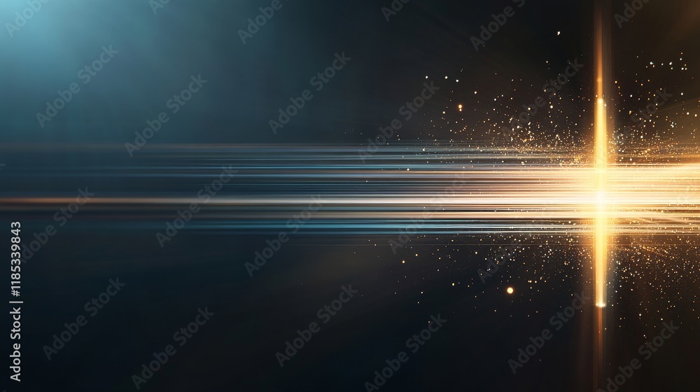 Aufkleber dynamic light burst with blurred motion, radiant particles, and a deep blue background for use in fu