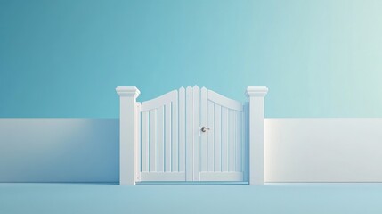 white fence and blue sky