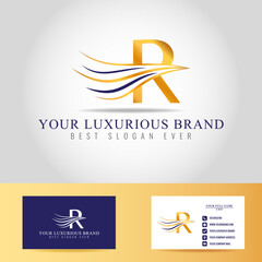 Luxurious branding kit template with initial letter R logo design