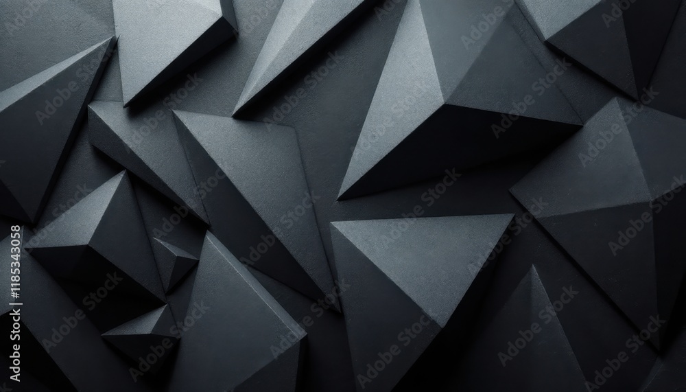 Poster geometric abstract background with dark 3d polygonal shapes and sharp edges