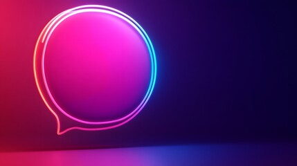 Obraz premium Neon Glowing Speech Bubble Abstract Background