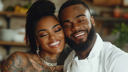 Smiling Couple Embracing in Tender Intimacy