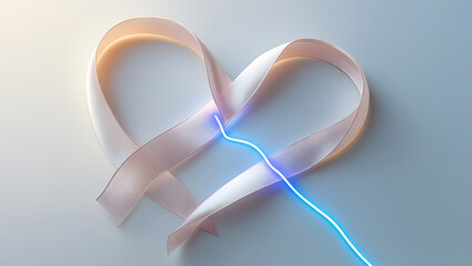 Heart-Shaped Satin Ribbon with ECG Line: A Symbol of Life, Hope, and Serenity