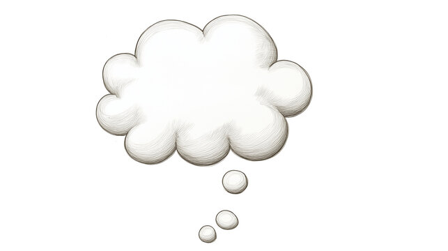 Empty thought bubble floating on transparent background representing thoughts and ideas