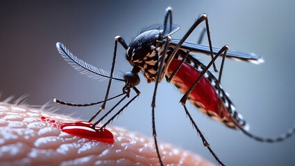 Zica virus aedes aegypti mosquito on human skin - Dengue, Chikungunya, Mayaro, Yellow fever
