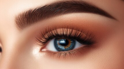 Obraz premium Close-up of a Woman's Eye with Makeup