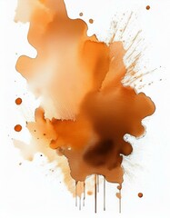 brown and orange watercolor splash isolated on white