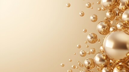 Fototapeta premium Golden Spheres Floating on a Beige Background