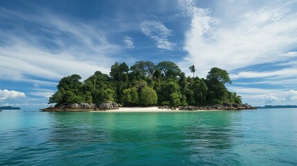 Obraz premium Secluded Tropical Island Paradise: Stunning Beach and Ocean View