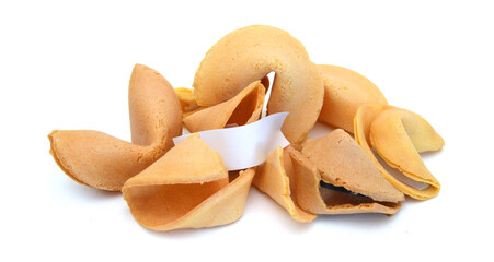 Stack fortune cookies isolated on white