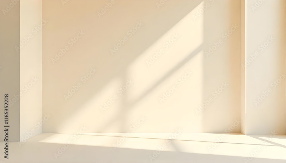 Aufkleber a minimalistic light beige background for product presentation, enhanced by soft lighting and intric