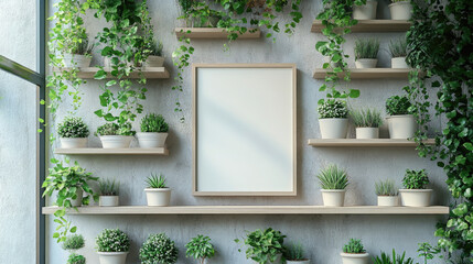 Empty Frame on Plant Shelf for Inspired Home Decor Ideas